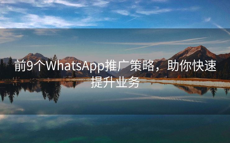 前9个WhatsApp推广策略，助你快速提升业务